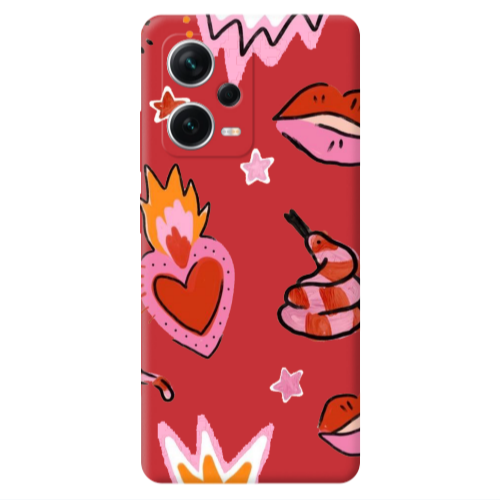 Xiaomi Poco X5 Snake heart Red Colored Silicone TPU Θήκη