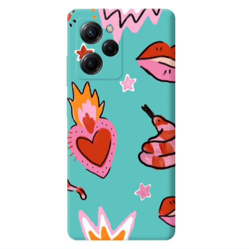 Xiaomi Poco X5 Pro Snake heart Turquoise Colored Silicone TPU Θήκη