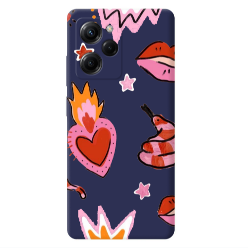 Xiaomi Poco X5 Pro Snake heart Dark blue Colored Silicone TPU Θήκη