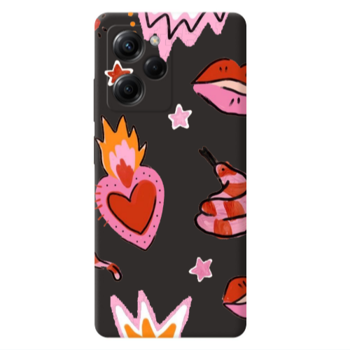 Xiaomi Poco X5 Pro Snake heart Black Colored Silicone TPU Θήκη