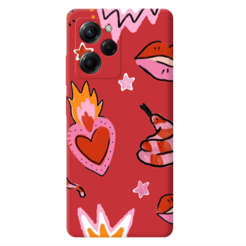 Xiaomi Poco X5 Pro Snake heart Red Colored Silicone TPU Θήκη