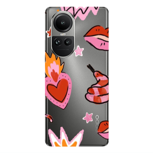 Oppo Reno10 5G Snake heart Transparent Silicone TPU Θήκη