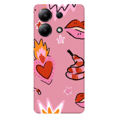 Xiaomi Redmi Note 13 4G Snake heart Pink Colored Silicone TPU Θήκη