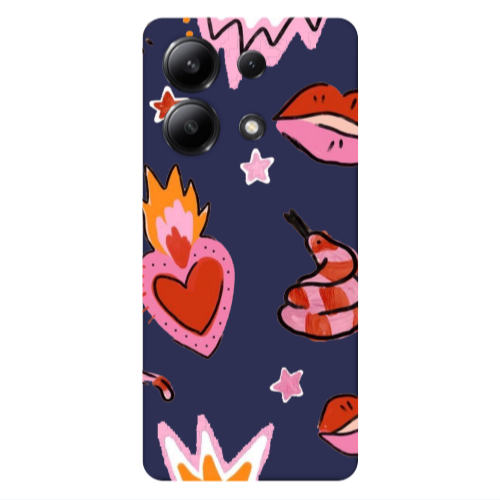 Xiaomi Redmi Note 13 4G Snake heart Dark blue Colored Silicone TPU Θήκη