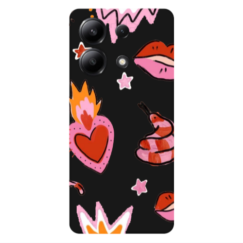 Xiaomi Redmi Note 13 4G Snake heart Black Colored Silicone TPU Θήκη