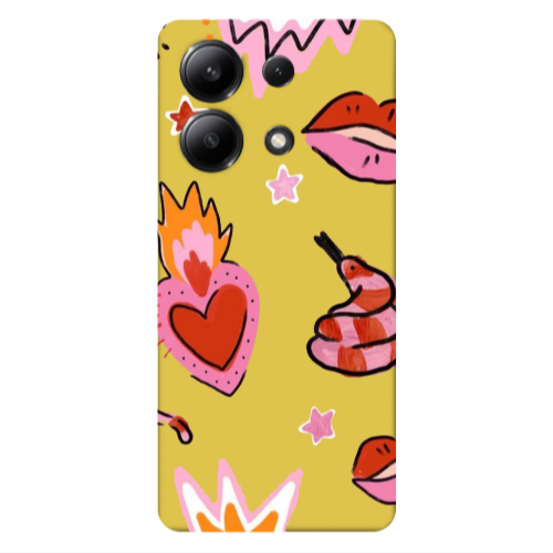 Xiaomi Redmi Note 13 4G Snake heart Yellow Colored Silicone TPU Θήκη