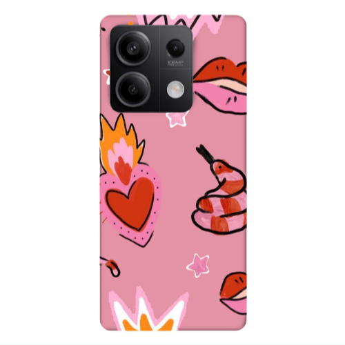 Xiaomi Redmi Note 13Pro 5G Snake heart Pink Colored Silicone TPU Θήκη
