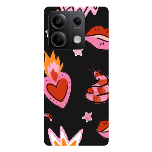 Xiaomi Redmi Note 13Pro 5G Snake heart Black Colored Silicone TPU Θήκη