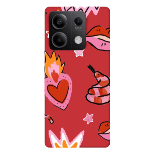 Xiaomi Redmi Note 13Pro 5G Snake heart Red Colored Silicone TPU Θήκη