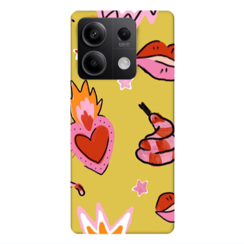 Xiaomi Redmi Note 13Pro 5G Snake heart Yellow Colored Silicone TPU Θήκη