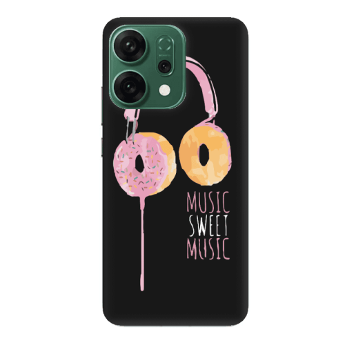 Oppo RENO 14 Donut earphone Black Colored Silicone TPU Θήκη
