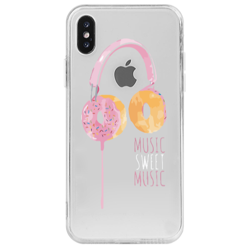 Apple iPhone X Donut earphone Transparent Silicone TPU Θήκη