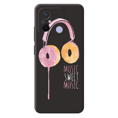 Xiaomi Redmi 12C Donut earphone Black Colored Silicone TPU Θήκη
