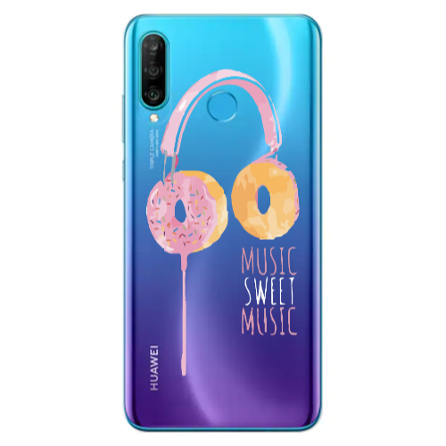 Huawei P30 Lite Donut earphone Transparent Silicone TPU Θήκη