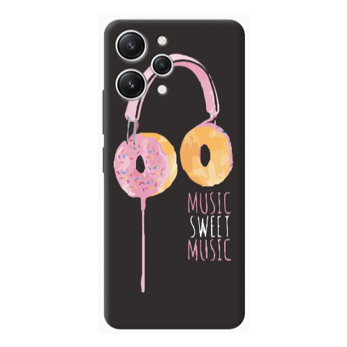 Xiaomi Redmi 12 Donut earphone Black Colored Silicone TPU Θήκη