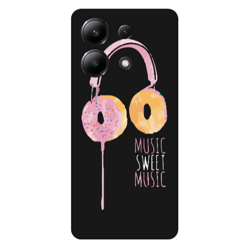 Xiaomi Redmi Note 13 4G Donut earphone Black Colored Silicone TPU Θήκη
