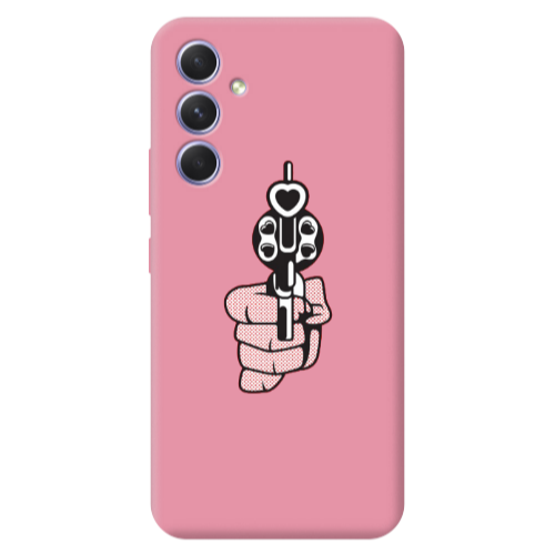 Samsung A56 Heart gun Pink Colored Silicone TPU Θήκη