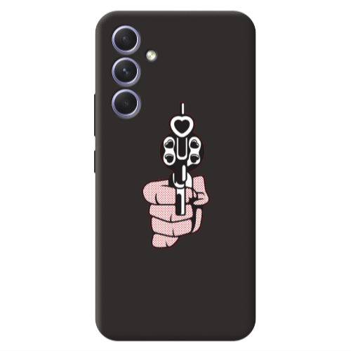 Samsung A56 Heart gun Black Colored Silicone TPU Θήκη