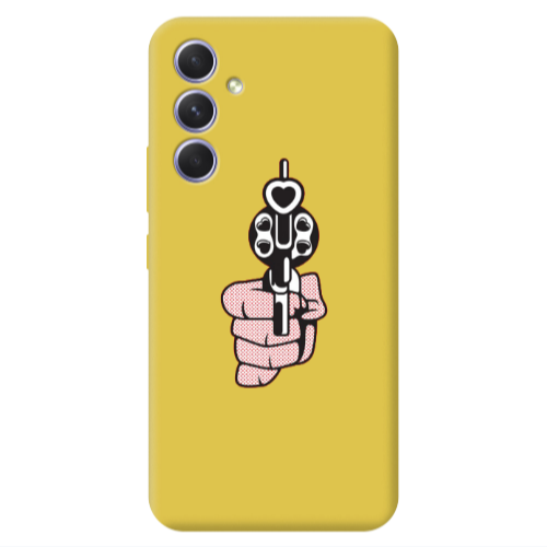 Samsung A56 Heart gun Yellow Colored Silicone TPU Θήκη