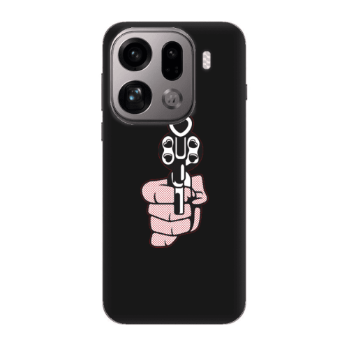 Oppo Find X9 Pro Heart gun Black Colored Silicone TPU Θήκη