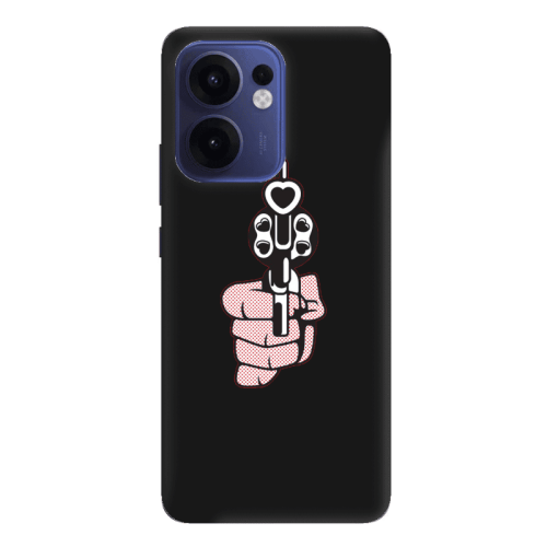 Oppo Reno 13 F Heart gun Black Colored Silicone TPU Θήκη