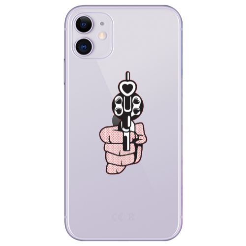 Apple iPhone 11  Heart gun Transparent Silicone TPU Θήκη