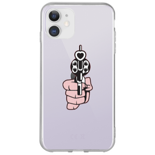 Apple iPhone 12 Heart gun Transparent Silicone TPU Θήκη