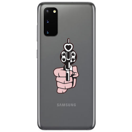 Samsung S20 Heart gun Transparent Silicone TPU Θήκη