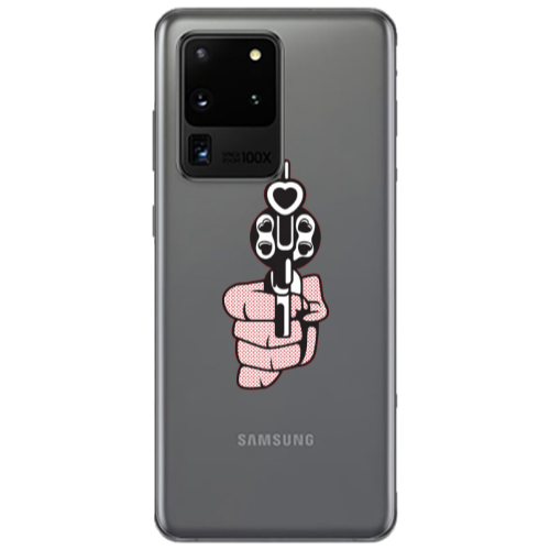 Samsung S20 Ultra Heart gun Transparent Silicone TPU Θήκη