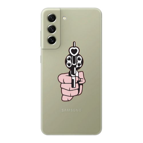 Samsung S21 Heart gun Transparent Silicone TPU Θήκη