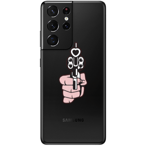 Samsung S21 Ultra Heart gun Transparent Silicone TPU Θήκη