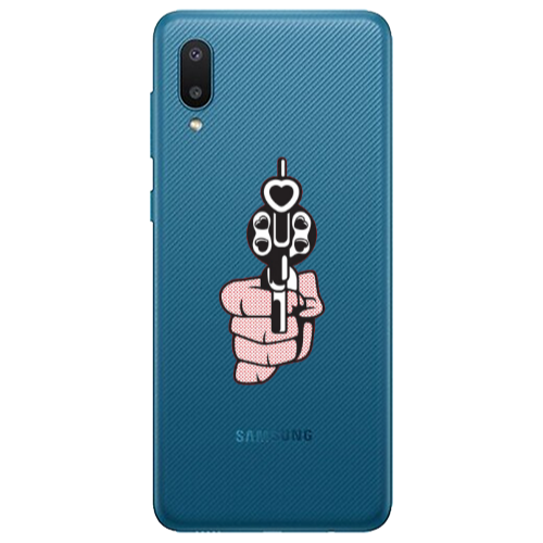 Samsung A02 Heart gun Transparent Silicone TPU Θήκη