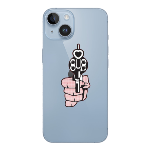 Apple iPhone 14  Heart gun Transparent Silicone TPU Θήκη