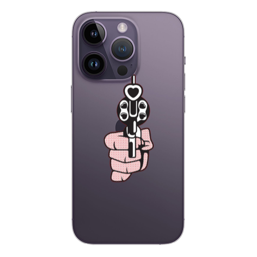 Apple iPhone 14 Pro  Heart gun Transparent Silicone TPU Θήκη