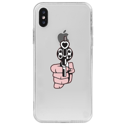 Apple iPhone Xs Max Heart gun Transparent Silicone TPU Θήκη