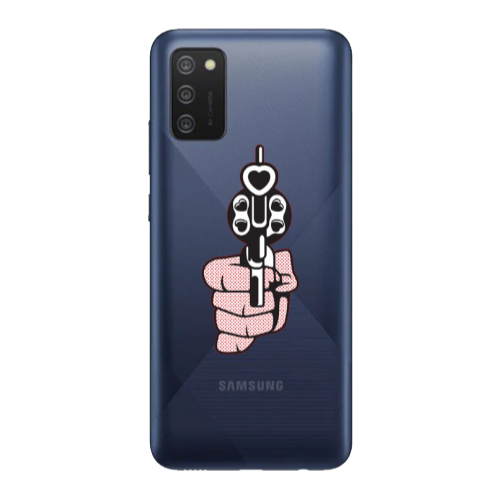 Samsung A03S Heart gun Transparent Silicone TPU Θήκη