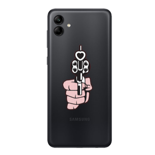 Samsung A04 Heart gun Transparent Silicone TPU Θήκη