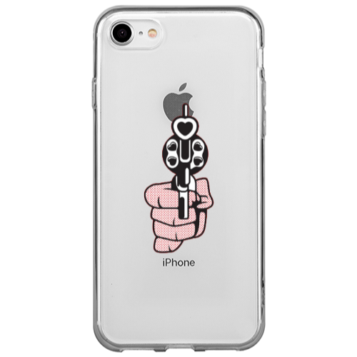 Apple iPhone SE 2020 Heart gun Transparent Silicone TPU Θήκη