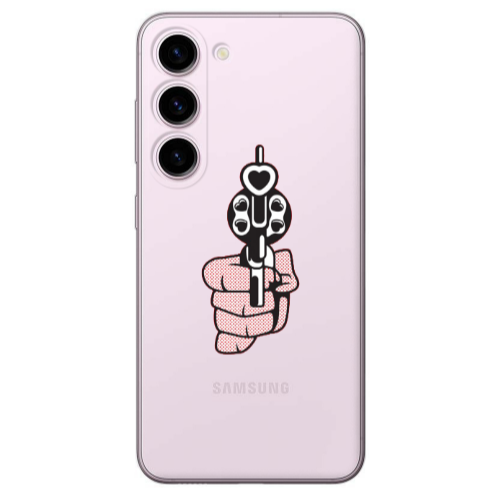 Samsung S23 Plus Heart gun Transparent Silicone TPU Θήκη
