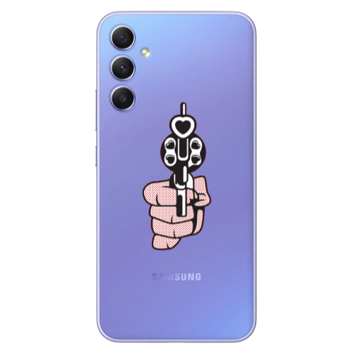 Samsung A34 Heart gun Transparent Silicone TPU Θήκη