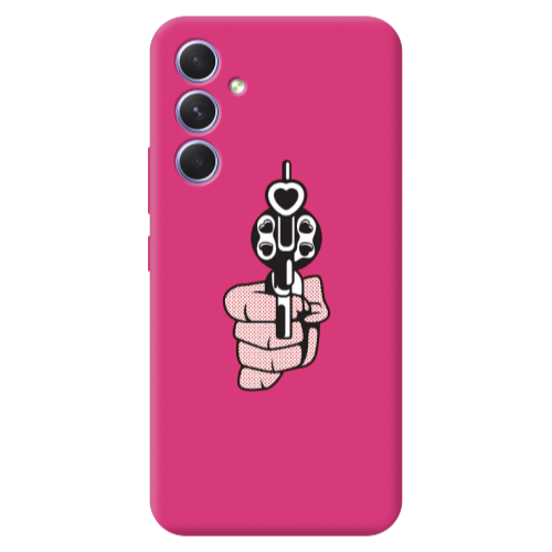 Samsung A54 Heart gun Fuchsia Colored Silicone TPU Θήκη