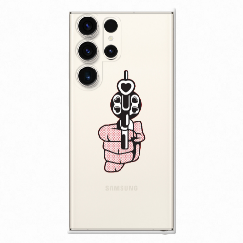 Samsung S23 Ultra Heart gun Transparent Silicone TPU Θήκη