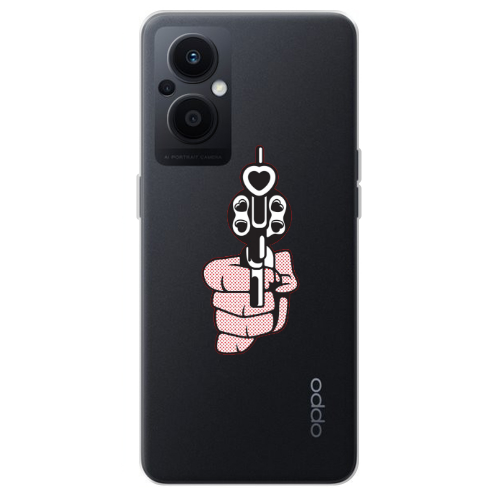 Oppo Reno 7 Lite Heart gun Transparent Silicone TPU Θήκη