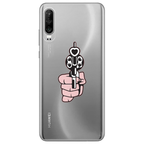 Huawei P30 Heart gun Transparent Silicone TPU Θήκη