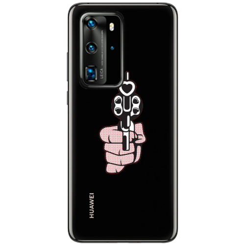 Huawei P40 Pro Heart gun Transparent Silicone TPU Θήκη