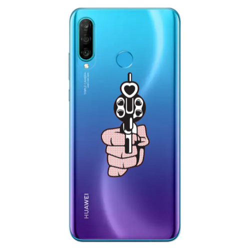 Huawei P30 Lite Heart gun Transparent Silicone TPU Θήκη