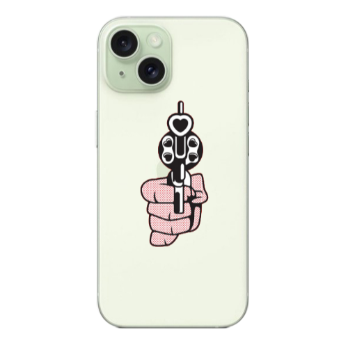 Apple iPhone 15 Heart gun Transparent Silicone TPU Θήκη