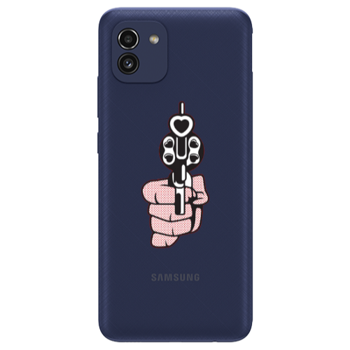 Samsung A03 Heart gun Transparent Silicone TPU Θήκη