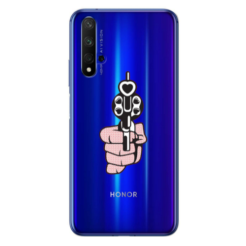 Huawei Nova 5 T Heart gun Transparent Silicone TPU Θήκη