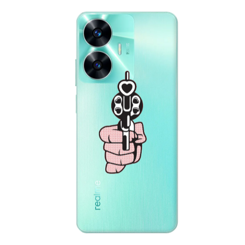 Realme C55 Heart gun Transparent Silicone TPU Θήκη